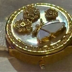 Gold and White Floral Watch